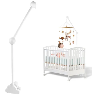 Produktbild von Mobile Halterung für Babybett, 360° Drehbar Mobile Halterung Wickeltisch Holz, Mobile Ständer zum Aufhängen Windspiele, Spielzeug im Babyzimmer, Mobile Aufhänger für Kinderzimmer-Dekoration