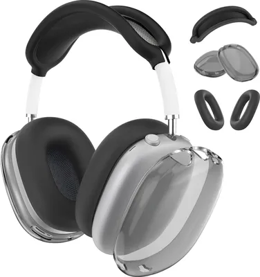Produktbild von MMOBIEL Silikon-Schutzhülle für AirPods Max-Clear TPU Ohrmuscheln Schutz Hülle - Schwarz