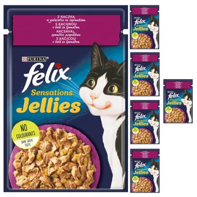 Zdjęcie produktu dla Felix Sensations Jellies Karma Dla Kotów Z Kaczką W Galaretce Ze Szpinakiem 6x85g