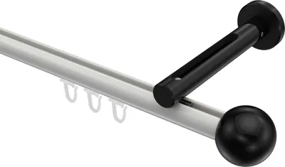 Produktbild von Interdeco Innenlaufstange / Gardinenstange mit Innenlauf Weiß / Schwarz, Typ Siteno Luino (Kugel), 20 mm Ø 1-läufig, 540 cm