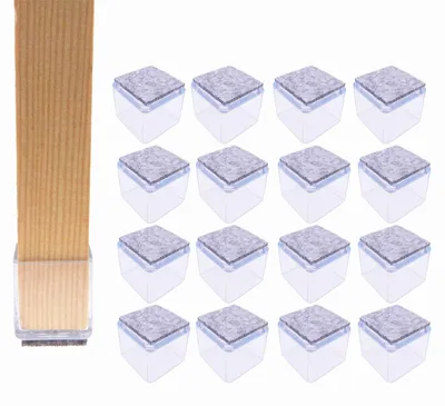 Obrázok produktu pre 16 kusov ochranných krytiek na nožičky stoličiek – filc, štvorcové, 30 x 30 mm