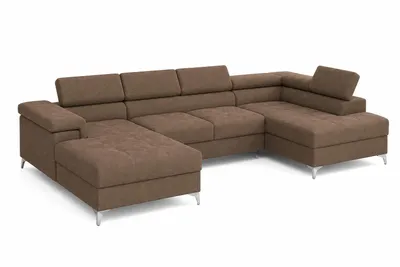 Produktbild von MICHAEL-ANGELO U-Form Ottomane Links Wohnlandschaft 345 x 90 x 202 x 202 cm, mit Bettkasten in Braun, KI-generiertes Bild