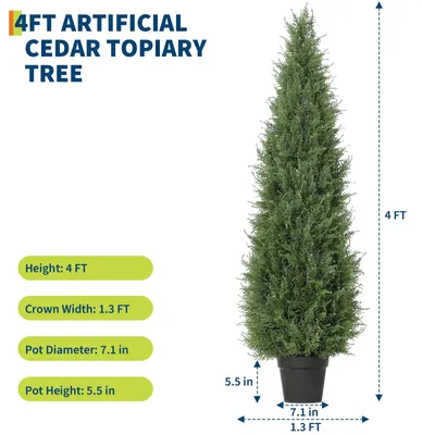 Immagine prodotto di Set di 2 alberi di cedro artificiali - piante ornamentali a spirale - altezza 122 cm - resistenti ai raggi UV - resistenti alle intemperie - adatti per esterni