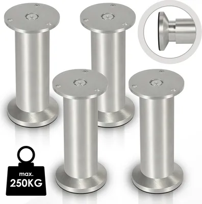 Produktbild von Jiubiaz 4x Möbelfuß Möbelfüsse Aluminium Fuss Durchmesser 40 mm Höhe 200mm Schwarz Höhenverstellbar