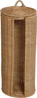 Zdjęcie produktu dla KRINES HOME Uchwyt na rolkę papieru toaletowego / Wymienny uchwyt na rolkę wykonany z rattanu (miodowy) - Darmowa dostawa do DE