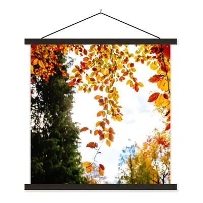 Produktbild von MuchoWow® Textilposter Herbst - Laub - Natur 120x120 cm mit schwarzem Rahmen - Aufhängungsset