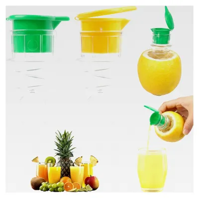 Produktbild von 2 Stück Zitronenpresse mit Schraubverschluss, wiederverwendbare Handpresse und Ausgießer für Zitrusfrüchte