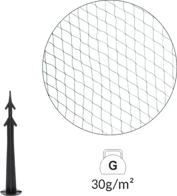 Image de Filet de protection de jardin 8x8m (30g/m2) + 6 piquets plastiques - Garden Line