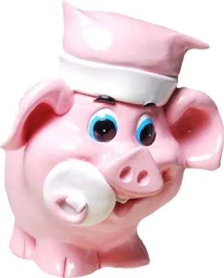 Produktbild von Sparschwein "Babyschwein mit Schnuller und Schlafmütze", rosa mit Pfropfen