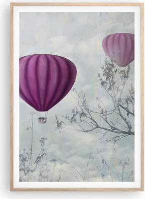 Produktbild von Gerahmtes Poster - Rahmen in heller Eiche - Ballon Baum Flug - 70x100 cm - Wand Bild - Wanddeko - Wandbilder - Wandposter - Bilderrahmen - Bilder - Kunstdruck - Wandbild - P2NPA70x100-3581