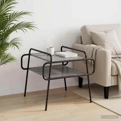 Obrázek produktu pro Maison Exclusive – Konferenční stolek, šedá barva Sonoma, rozměry 50 x 50 x 51 cm, materiál: dřevotříska