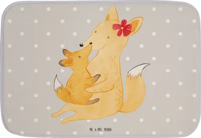 Produktbild von Mr. & Mrs. Panda badezimmermatte Fuchs Mama - Grau Pastell - Geschenk, Bruder, Tochter, Badteppich, Mutter, duschmatte, Schoß, Badvorleger, Badematte, Badezimmerteppich
