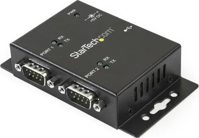 Produktbild von StarTech.com 2 Port USB auf Seriell RS232 Adapter - USB / DB9 Hub 2x DB9 Stecker 1x USB-B Buchse - Wandmontagefähig - Serieller Adapter - USB 2.0 - RS-232 x 2 - Schwarz