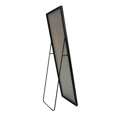 Obrázek produktu pro Celoplošné zrcadlo 140 x 40 cm, volně stojící, závěsné nebo opřené, velké podlahové zrcadlo s černým rámem z hliníkové slitiny do obývacího pokoje nebo ložnice, obdélníkové