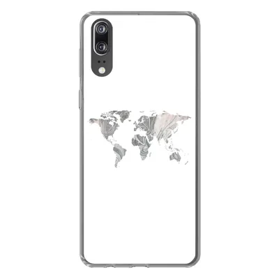 Produktbild von MuchoWow® Handyhülle Schutzhülle Hülle für Huawei P20 Weltkarte - Muster - Schwarz Silikon Softcase Handy Hülle - Hardcover