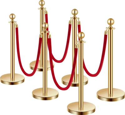 Immagine prodotto di Sistema di controllo della folla SucceBuy 6 paletti di barriera dorati 4 corde di velluto rosso Base cava riempita di sabbia