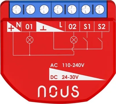 Obrázek produktu pro NOUS B3Z ZigBee 2Ch 2 kanálový spínač