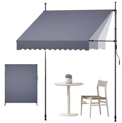 Immagine prodotto di VEVOR, tenda a rullo Klemmmarkise, 2 metri, tenda regolabile in altezza con manovella, tenda da terrazza con protezione solare UPF 80+, tenda parasole, tenda da balcone, ideale per terrazza, balcone e giardino, colore grigio scuro