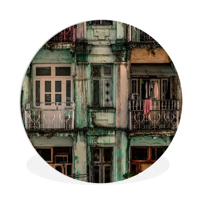 Produktbild von MuchoWow® Rundes Wandbild - Runde Bilder Vintage - Türen - Wohnungen - Architektur Ø 90 cm Kreis Wanddekoration Kunststoff - Wandkreis - Wandschmuck - Wand-Kreis - Wohnzimmer - Bild - Runde - Wanddeko - Dibond - Kunstdrucke
