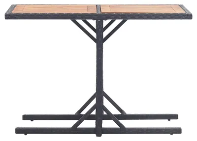 Image de vidaXL Table de jardin noire en bois massif d'acacia et poly rotin