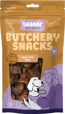 Productafbeelding van Braaf Hondensnack, Rundervleeslong, blokjes, 85 gram