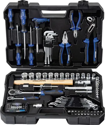 Produktbild von Projahn 1/4 + 1/2 proficraft Werkzeugkoffer 98-teilig 48 Zahn Knarren