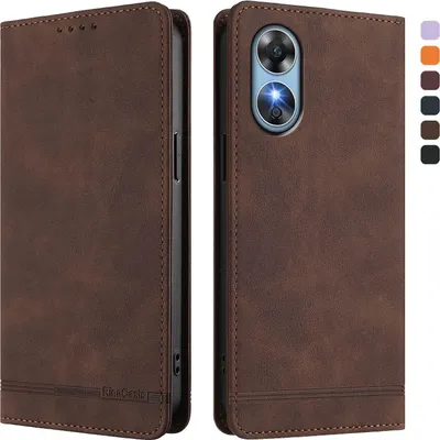 Immagine prodotto di Custodia per Oppo A17/Oppo A17K, custodia retro in Finto cuoio flip con supporto e slot per carte di credito Marrone