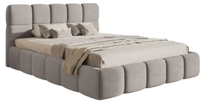 Obrázek produktu pro Selsey Cloudy – čalouněná postel 120 × 200 cm, úložný prostor a rošt, světle šedý samet