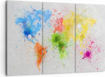 Produktbild von Bild auf Leinwand - Leinwandbild - Karte Welt modern - 105x70cm - Wand Bild - Wanddeko - Wandbilder - Leinwanddruck - Bilder - Kunstdruck - Wanddekoration - Leinwand bilder - Wandkunst - CE105x70-3559