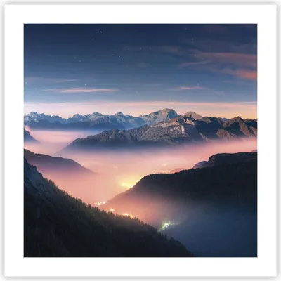 Produktbild von Poster - Poster ohne Rahmen - Berge Wolken Nebel - 50x50 cm - Wand Bild - Wanddeko - Wandbilder - Kunstposter - Wandposter - Bilder - Kunstdruck - Wanddekoration - Wandbild - P2XAC50x50-5004