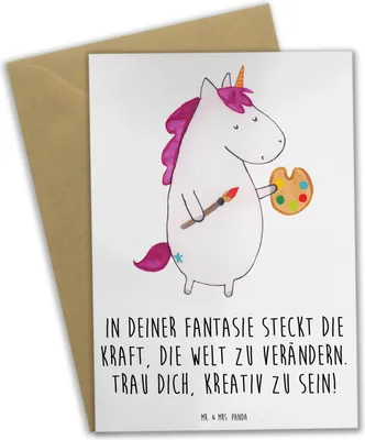 Produktbild von Mr. & Mrs. Panda babykarte Die Freude an der Kreativität entdecken - Weiß - Geschenk, Vertrauem, inspirierend, Grußkarten, weihnachtskarten, Hoffnung, Trost, Grußkarte
