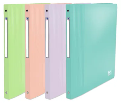 Image de OXFORD, lot de 4 classeurs A4, 4 anneaux, 20 mm, couleurs pastel