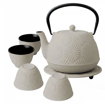 Produktbild von Gusseisenkanne mit Tassen und Untersetzer KOGA, 1200 ml