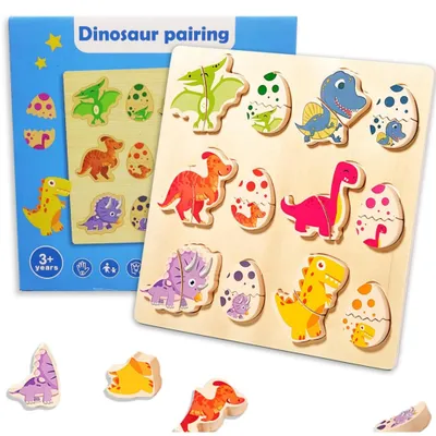 Produktbild von Holzpuzzle Dinosaurier Eier – Montessori Lernspielzeug für Kinder 2–4 Jahre