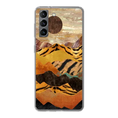 Produktbild von MuchoWow® Handyhülle Schutzhülle Hülle für Samsung Galaxy S21 Tigerdruck - Marmor - Gold Silikon Softcase Handy Hülle - Softcase
