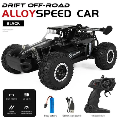 Produktbild von Ferngesteuertes RC-Offroad-Kletterauto im Maßstab, 2,4-GHz-Geländewagen mit 4-Kanal-Steuerung und 70–90 m Reichweite - Schwarz