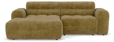 Image de Best Mobilier Diane - Canapé d'angle gauche 4 places en velours texturé , Vert Kaki