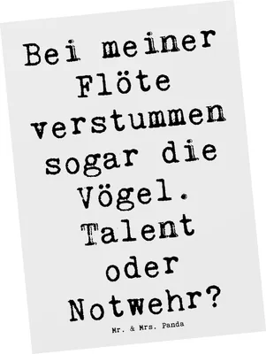 Produktbild von Mr. & Mrs. Panda Ansichtskarte Spruch Besondere Flöte - Weiß - Geschenk, Grußkarte, Windinstrument, Instrument lernen, Holzblasinstrument, Musikinstrument, Postkarten