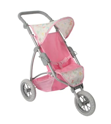 Produktbild von Bayer Chic 2000 Sport-Puppenjogger Leon | 3-Rad Buggy für Puppen | Höhenverstellbarer Griff 49-78 cm | Ab 4 Jahren geeignet, Rainbow rosa