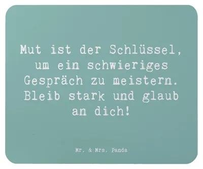 Produktbild von Mr. & Mrs. Panda Mauspad Spruch Ein schwieriges Gespräch führen - Meeresbrise - Geschenk, persönliche Stärkung, Vertrauem, Trost, Zuversicht, Mut, Mousepad, Entwicklung