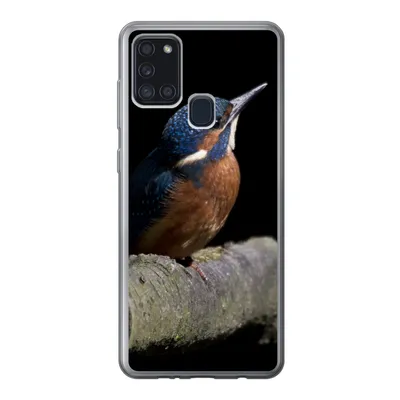 Produktbild von MuchoWow® Handyhülle Schutzhülle Hülle für Samsung Galaxy A21s Eisvogel - Zweig - Federn - Schwarz Silikon Softcase Handy Hülle - Hartschale