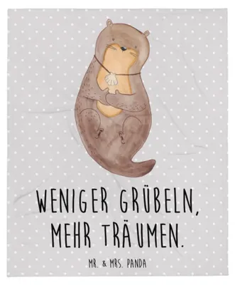 Produktbild von Mr. & Mrs. Panda Kuscheldecke Otter Muschel - Grau Pastell - Geschenk, Optimistisch, Seeotter, Bettdecke, Tagesdecke, Motivation, Sofadecke, Decke, Träumen, Bettüberwurf