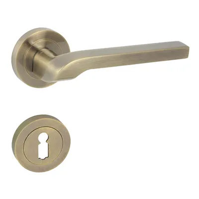 Produktbild von DOMINO Türgriff Drückergarnitur BB - Buntbart Set | Rund-Rosette | Tür-klinke für Bürotür, Kellertür & Innentür | aus Aluminium | Bronze | NEMO-R M3 |