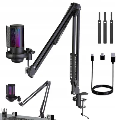 Produktbild von USB-RGB-Kondensatormikrofon mit Stummschaltung und 3,5-mm-Monitoring Bedee