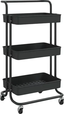 Produktbild von vidaXL Küchenwagen 3 Etagen Schwarz 42x35x85 cm Eisen und ABS