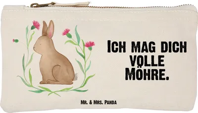 Produktbild von Mr. & Mrs. Panda Kulturbeutel Hase Sitzen Größe S Klein - Weiß - Geschenk, Ostern, Pouch, Liebe, Beauty Bag, Frohe, Make-Up Tasche, Grüße, Federmappe, aufbewahrungstasche
