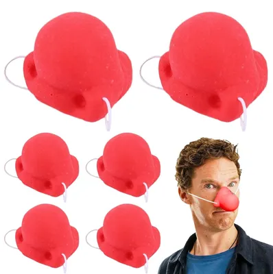 Productafbeelding van Clown Neus - Feest Neus - Kostuum Accessoire - Elastische Band - 6 Stuks - Rood