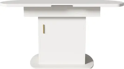Obrázok produktu pre Jedálenský stôl – oválny rozkladací – 110/130×70×75 cm – pre 2 osoby – drevotriesková doska – minimalistický moderný – biela/zlatá