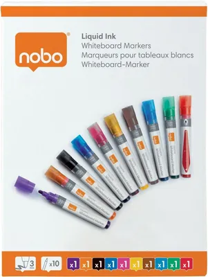 Obrázek produktu pro Nobo 1915381, 10 kusů, Vícebarevný, Štětičkový hrot, Různé barvy, 3 mm, 38 mm