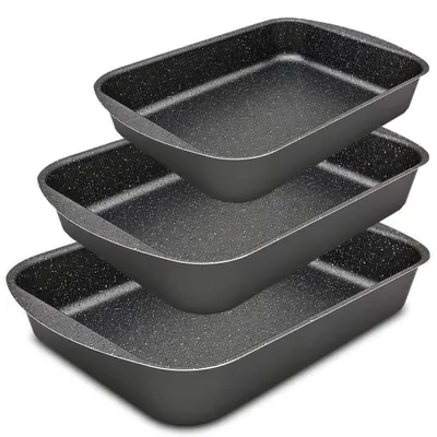 Produktbild von Auflaufform mit Deckel - 3-teiliges Set - Aluminium